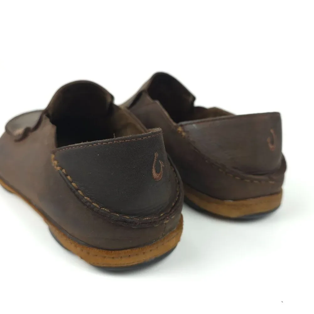 OLUKAI Moloa Leather Slip On Shoes Beachy Boho Coastal Hawaiian VSCO Casual 10.5